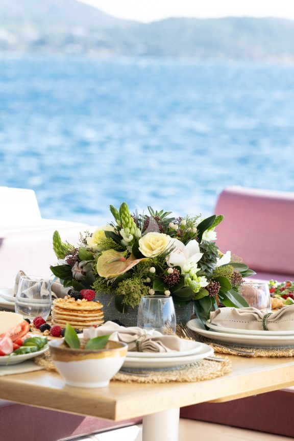 Aft deck dining area