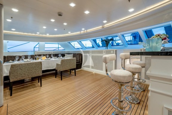 Main deck dining and bar area forward