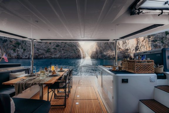 Aft deck dining area
