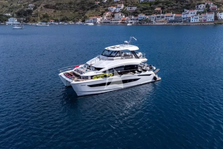 TiAmo 54ft Aquila power catamaran charter in Greece