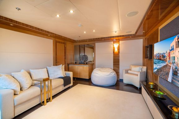 Media room/owner's salon forward on main deck