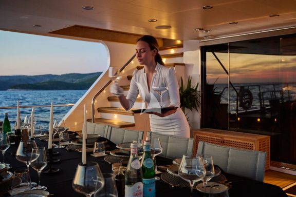 Lady Gita aft dining setup