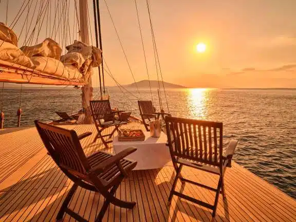 Sunset and cocktails on foredeck