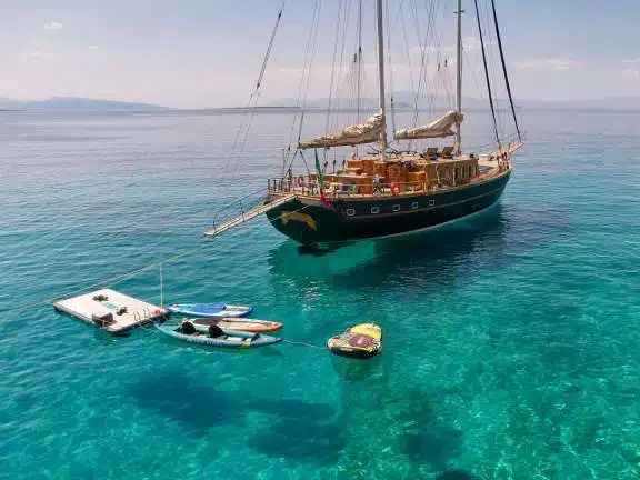 Aft view with water toys