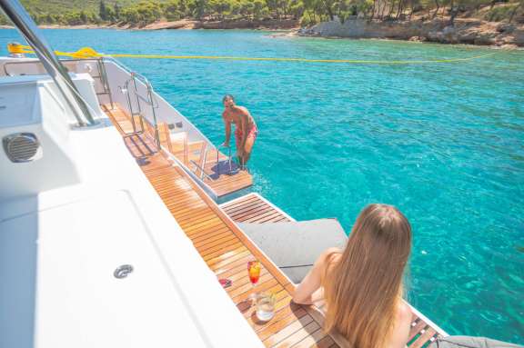 Volleyball court on foredeck